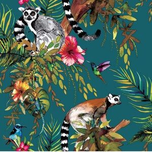 HOLDEN Tropical Lemur Teal Blue Non-Pasted Wallpaper Roll (Covers 56 sq. ft.)